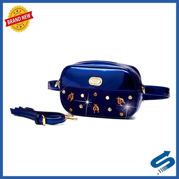 Handbags - Patent Leather Fanny Pack with Adjustable Strap, Lightweight Belt Bag